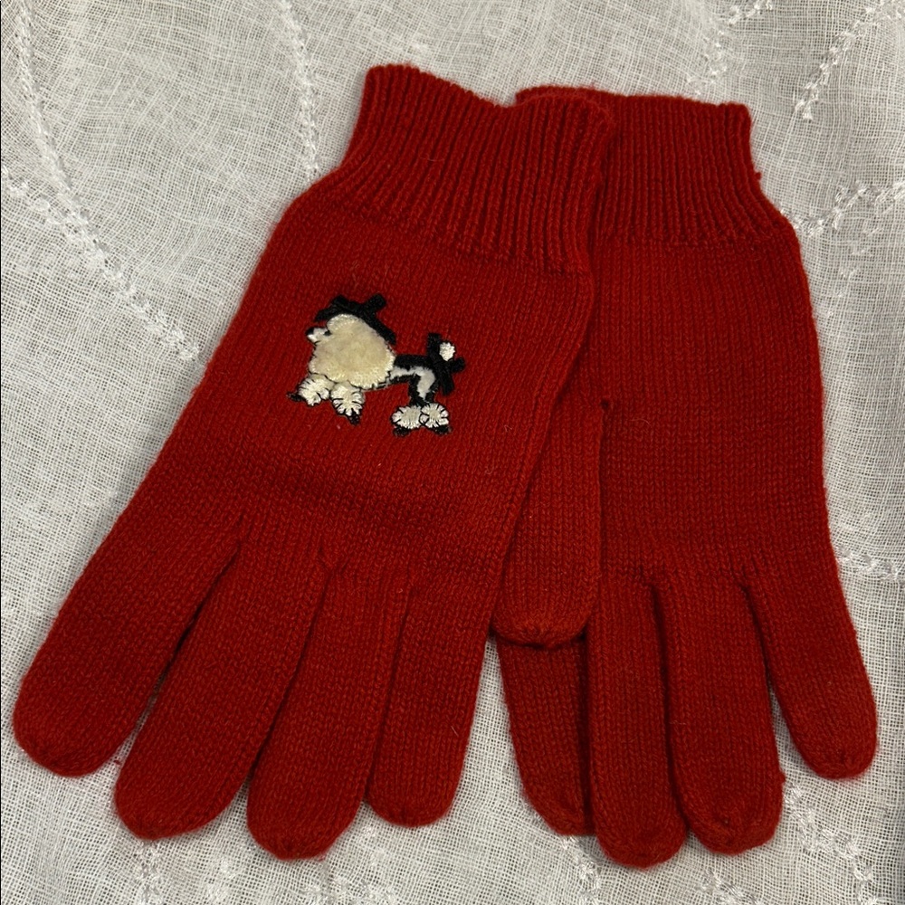Vintage gloves with poodle appliqué
